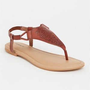 Torrid Laser Cut Sandal in Cognac size 9 Wide